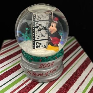 Mickey Mouse Disney Mini Snow Globe 2004 “75 Years of Fun”